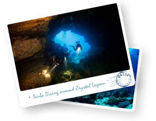 scuba diving around crystal lagoon in malta